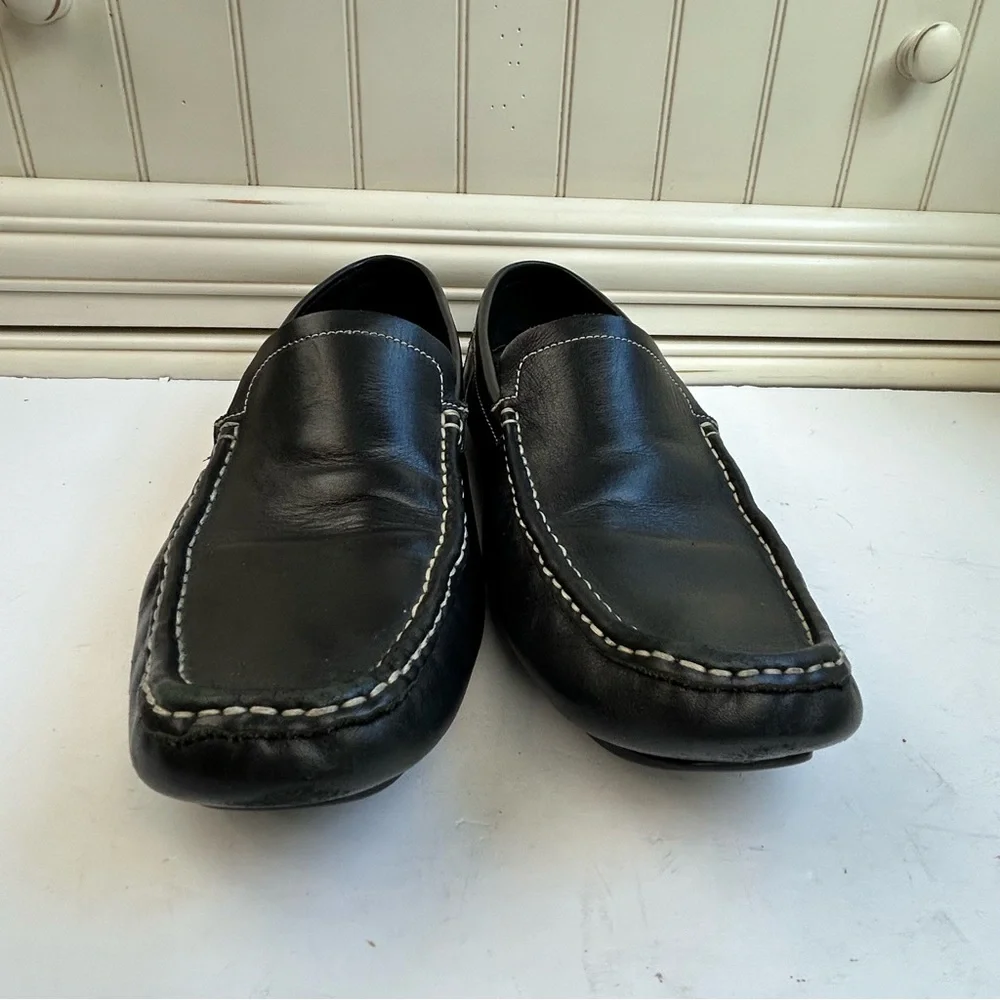 Bacco Bucci Leather Driving Loafers Classic Minimalist Business Casual Preppy